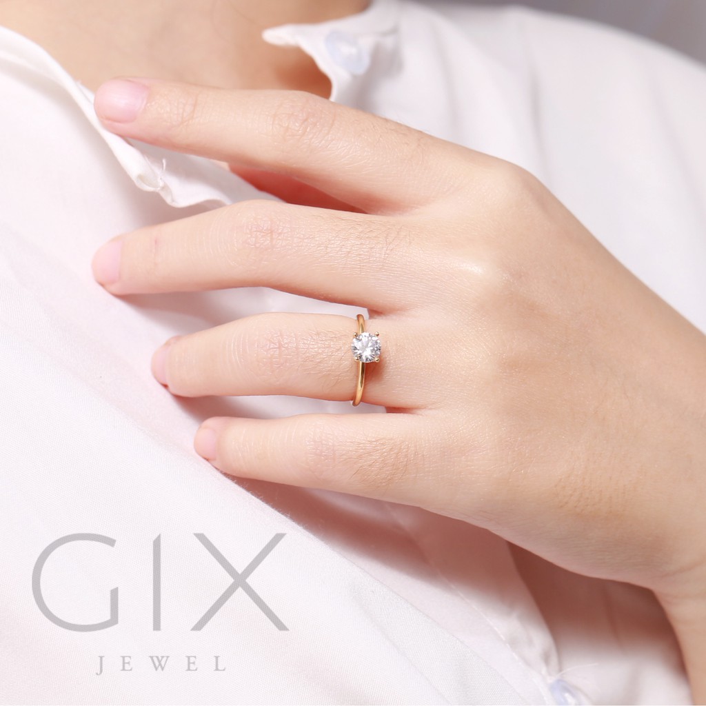 Nhẫn bạc nữ mạ vàng kim cương nhân tạo cao cấp Gix Jewel SPGN11