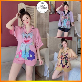 (Hàng loại 1) Đồ ngủ Pyjama lụa cao cấp INCA 06- Free size dưới 65kg, Chất Lụa thoáng mát