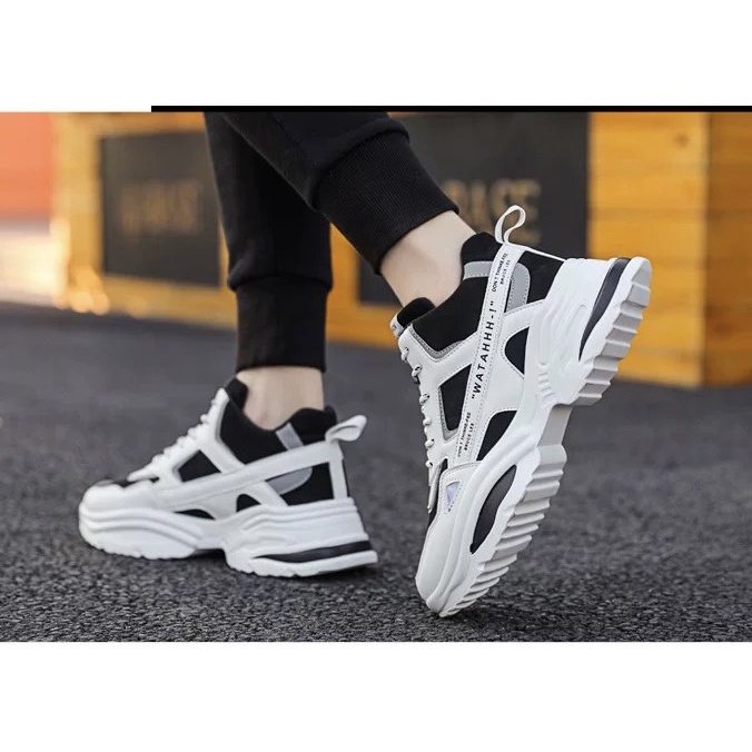Giày Thể Thao Sneaker Nam Cổ Lỡ WATAHH Dây Viền Xu Thế Mới