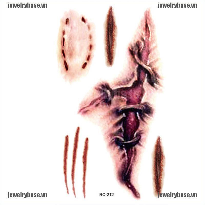 2Pc Wound/Scab/Blood Halloween Scar Tattoos Temporary Tattoos Sticker Realistic [basevn