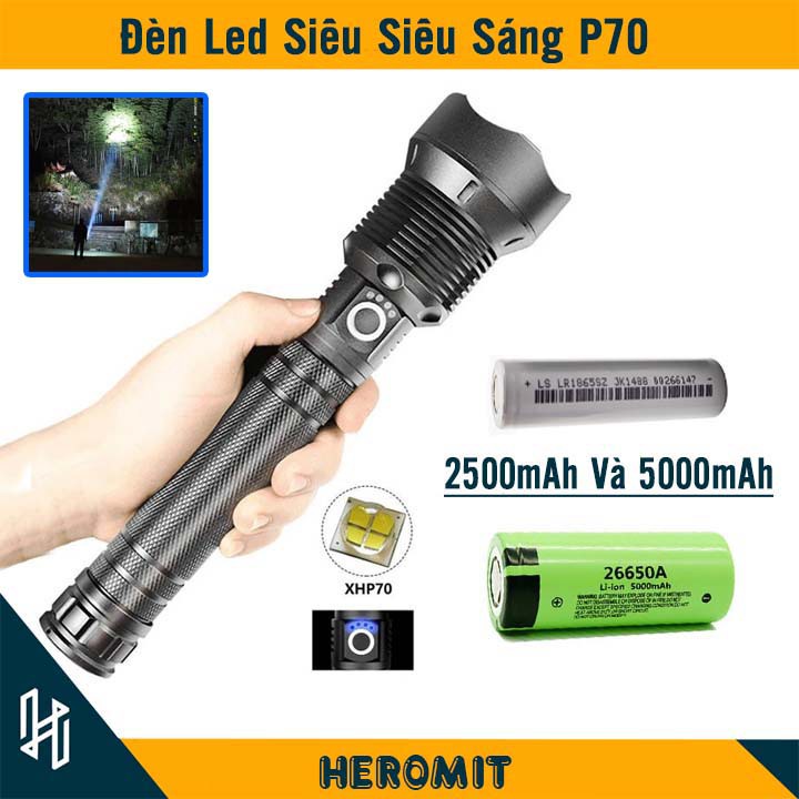 Đèn pin Siêu Siêu Sáng P70 cao cấp ( chuẩn loại 1 , pin tốt )