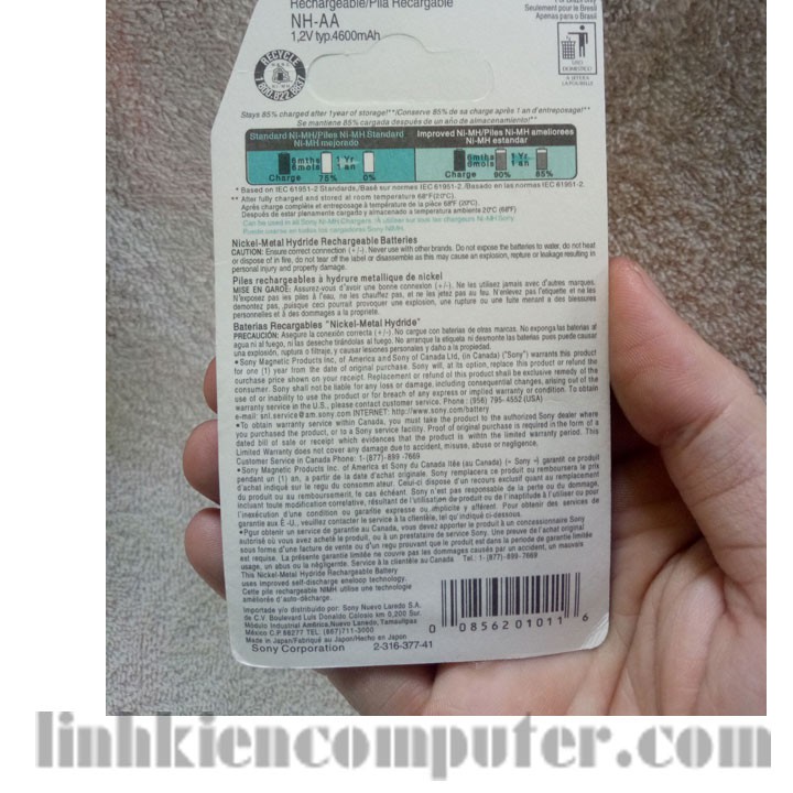 Cặp Pin sạc sony AA | Bộ pin sạc Sony 2A