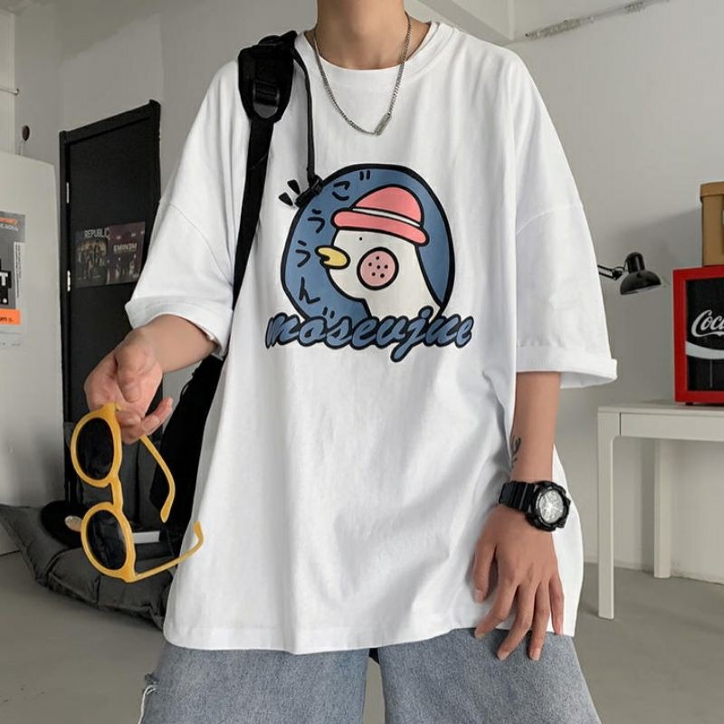 Áo thun tay lỡ unisex moéujue gà