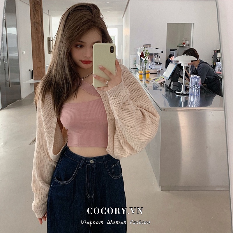 【Cocory】 Áo Khoác Cardigan Dệt Kim Tay Dài Thiết Kế Dáng Rộng Cho Nữ