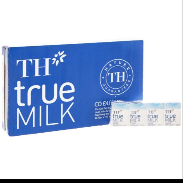 Sữa tươi th true milk có đường, ít đường 1 lốc 4hộp×110ml