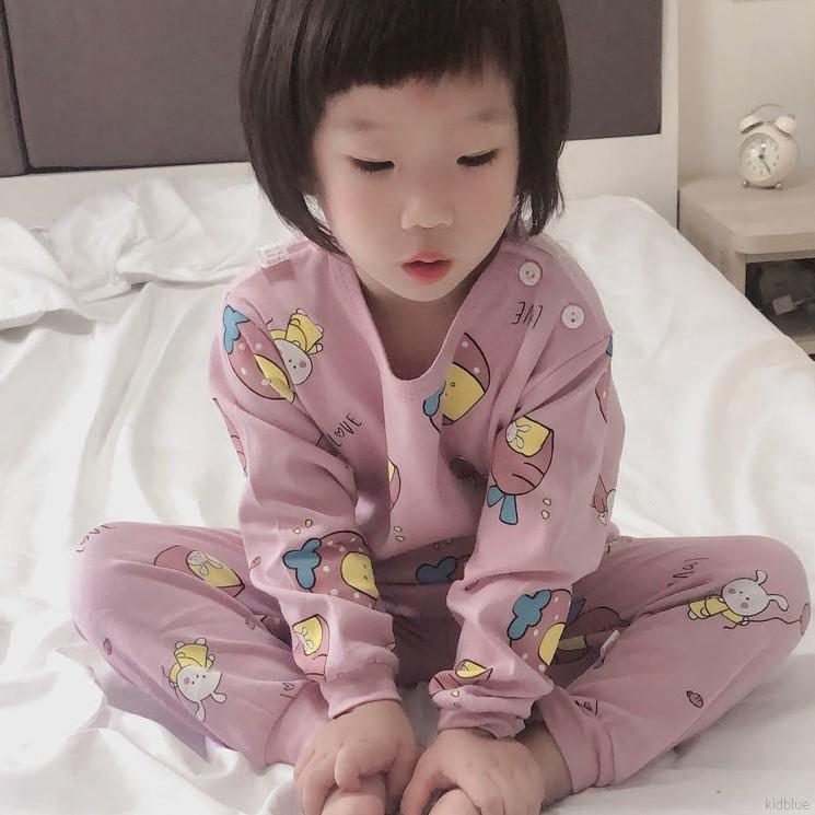 Bộ đồ ngủ hai món tay dài xinh xắn phong cách Hàn Quốc cho bé KIDBLUE