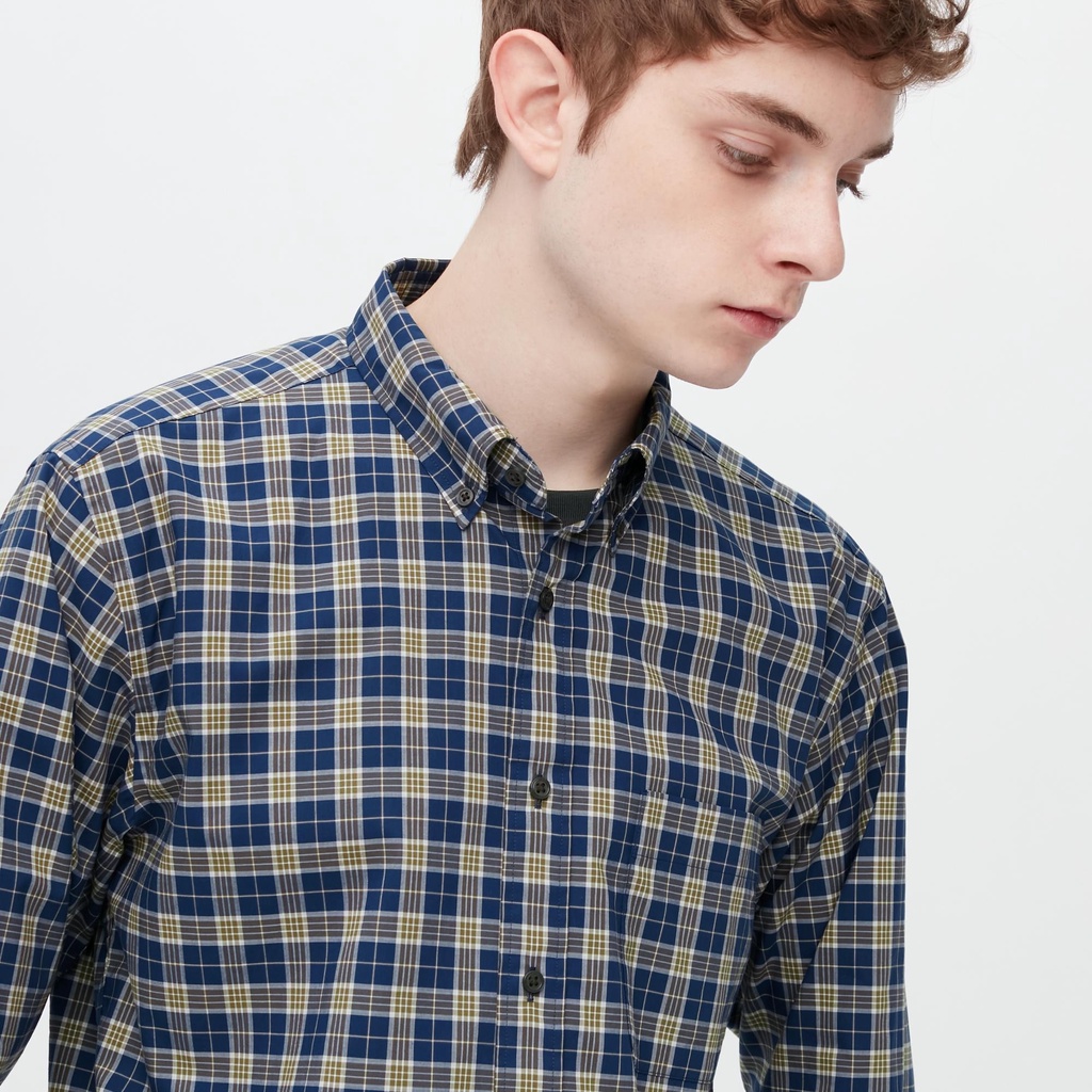 [Auth Uniqlo] Áo Sơ Mi Kẻ Sọc Cotton Mịn Dài Tay Nam Uniqlo - Nhật Bản