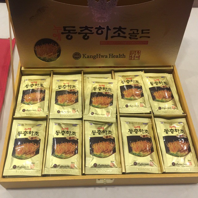 Đông trùng hạ thảo hộp gỗ vàng 60 gói