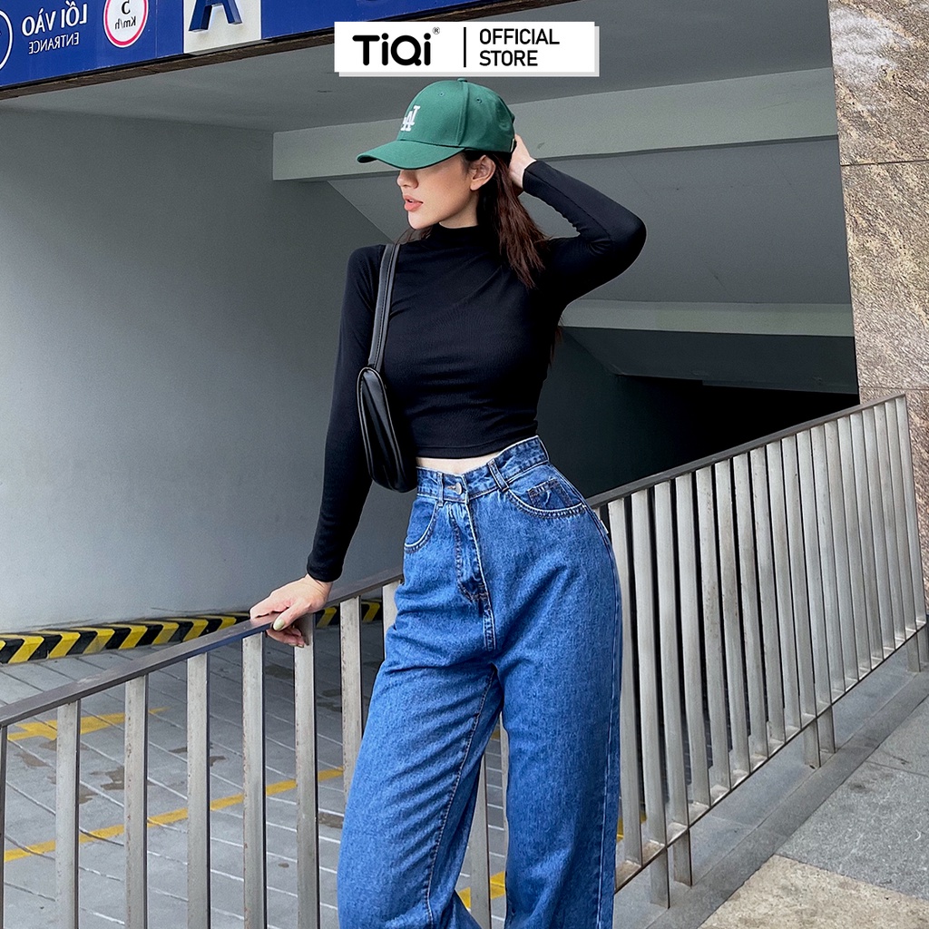 Quần jeans ống rộng nữ cạp cao street style TiQi Jeans B2-207