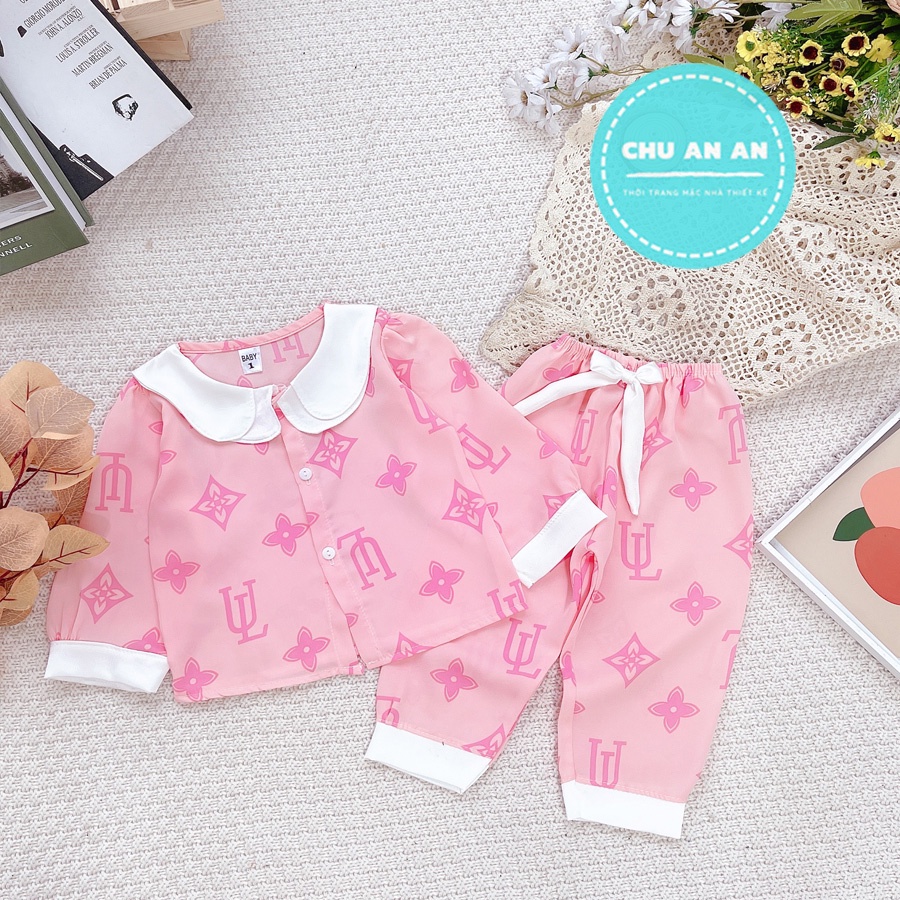 Bộ Đồ Ngủ Pijama Bé Gái - Set Quần Áo Trẻ Em Mặc Nhà Lụa Cao Cấp Nhiều Màu Dài Tay Họa Tiết Dễ Thương