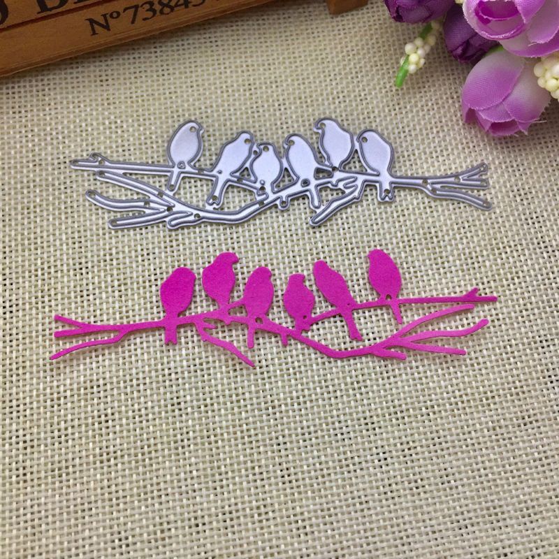 Khuôn Cắt Giấy Kim Loại Hình Chú Chim Trên Cành Cây Xinh Xắn