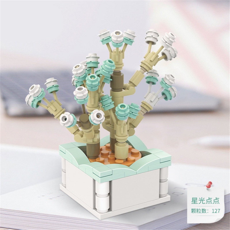 Bộ Đồ Chơi Lắp Ráp Đồ trang trí Chậu Hoa Sen Đá Sáng Tạo