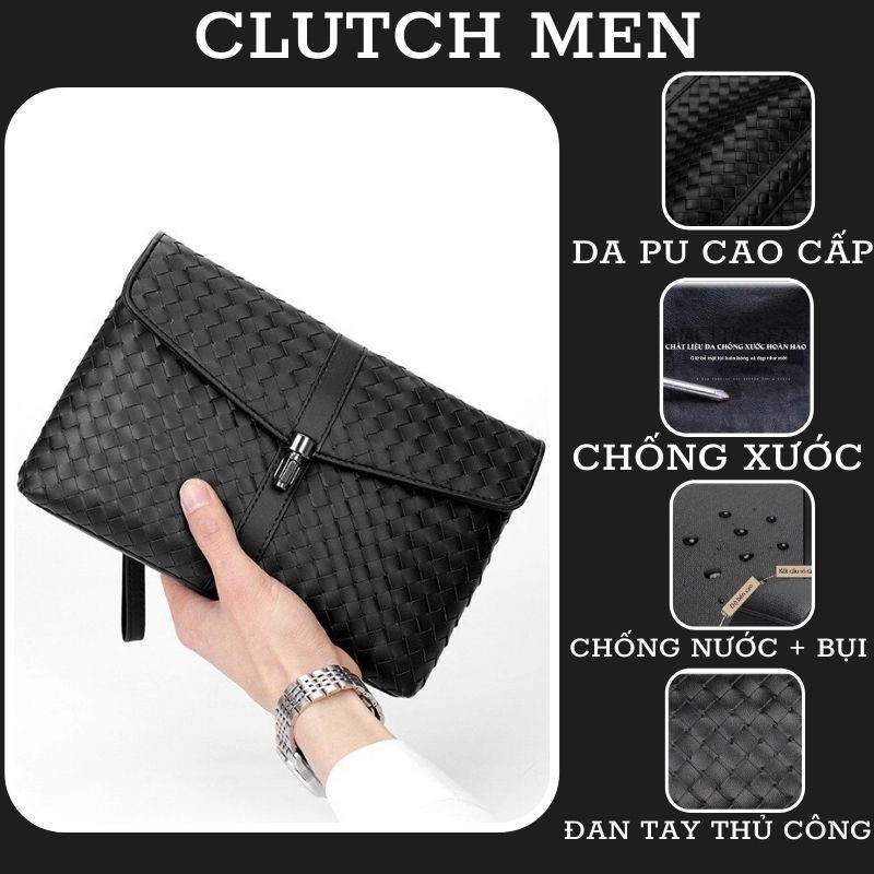 Ví cầm tay nam Hàn Quốc -BH 24tháng-clutch nam GIÁ SẬP SÀN-bên trong lót nhung