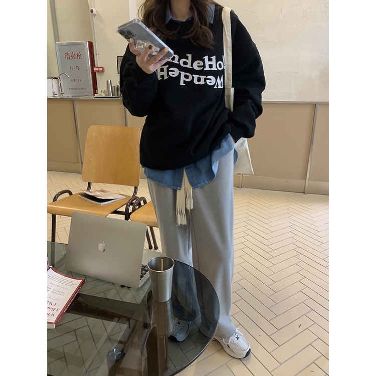 Áo Sweater nỉ nữ Hàn Quốc Áo Nỉ nữ Cao cấp Form rộng Ulzzang Thời trang In chữ Thu Đông | BigBuy360 - bigbuy360.vn