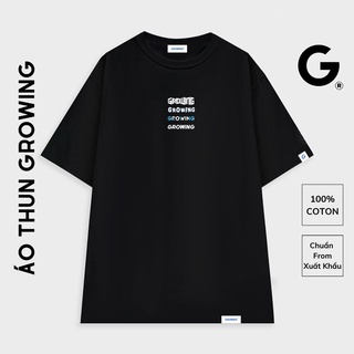 Áo thun tay lỡ form rộng unisex đen basic áo phông form rộng thời trang hàn quốc in growng cá tính vt16 growing
