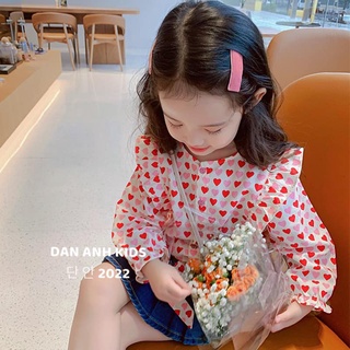 Áo sơ mi trái tim cột nơ xinh xắn cho bé gái