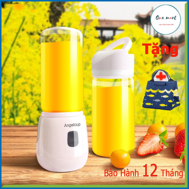 [Mã 273ELHA100K0 hoàn 7% đơn 500K] Máy Xay Sinh Tố Thủy Tinh 6 Lưỡi Máy Xay Anglecup Sạc USB Tiện Lợi