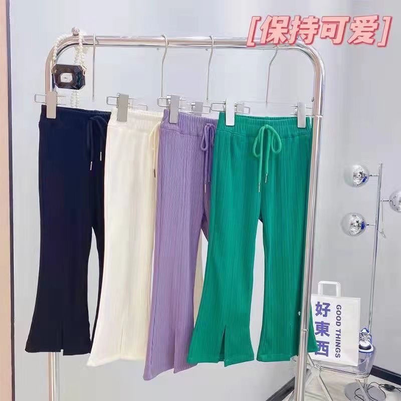 [Hàng Mới Về] Quần Ống Loe Dài Đến Mắt Cá Chân Bằng Lụa Lạnh Thoải Mái Dễ Phối Đồ Phong Cách Hàn Quốc Cho Bé Gái