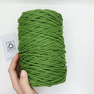 [3mm] Dây thừng cotton macrame sợi 3 xoắn - XANH OLIVE