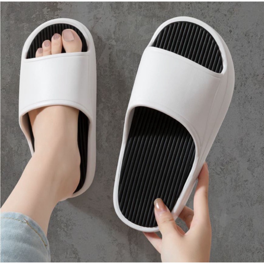 Dép quai ngang nam nữ bánh mì ulzzang EVA độn đế cao 3cm bản đúc nguyên khối siêu nhẹ