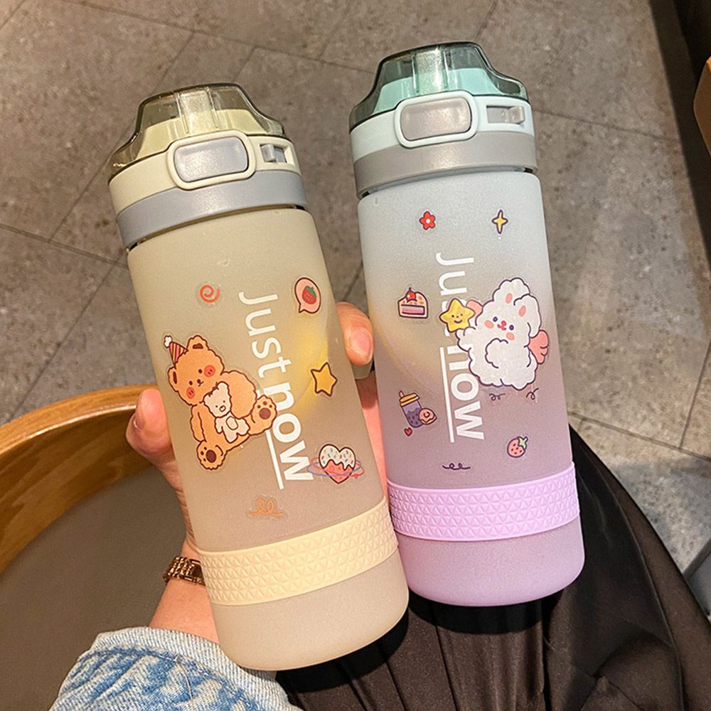 Bình đựng nước thể thao 400/600ml bằng nhựa có ống hút chống tràn nhiều màu sắc