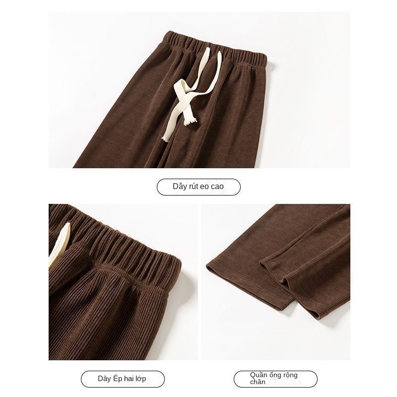 Quần Dài Vải Nhung Mỏng Ống Rộng Lưng Cao Thời Trang 2022 Mới