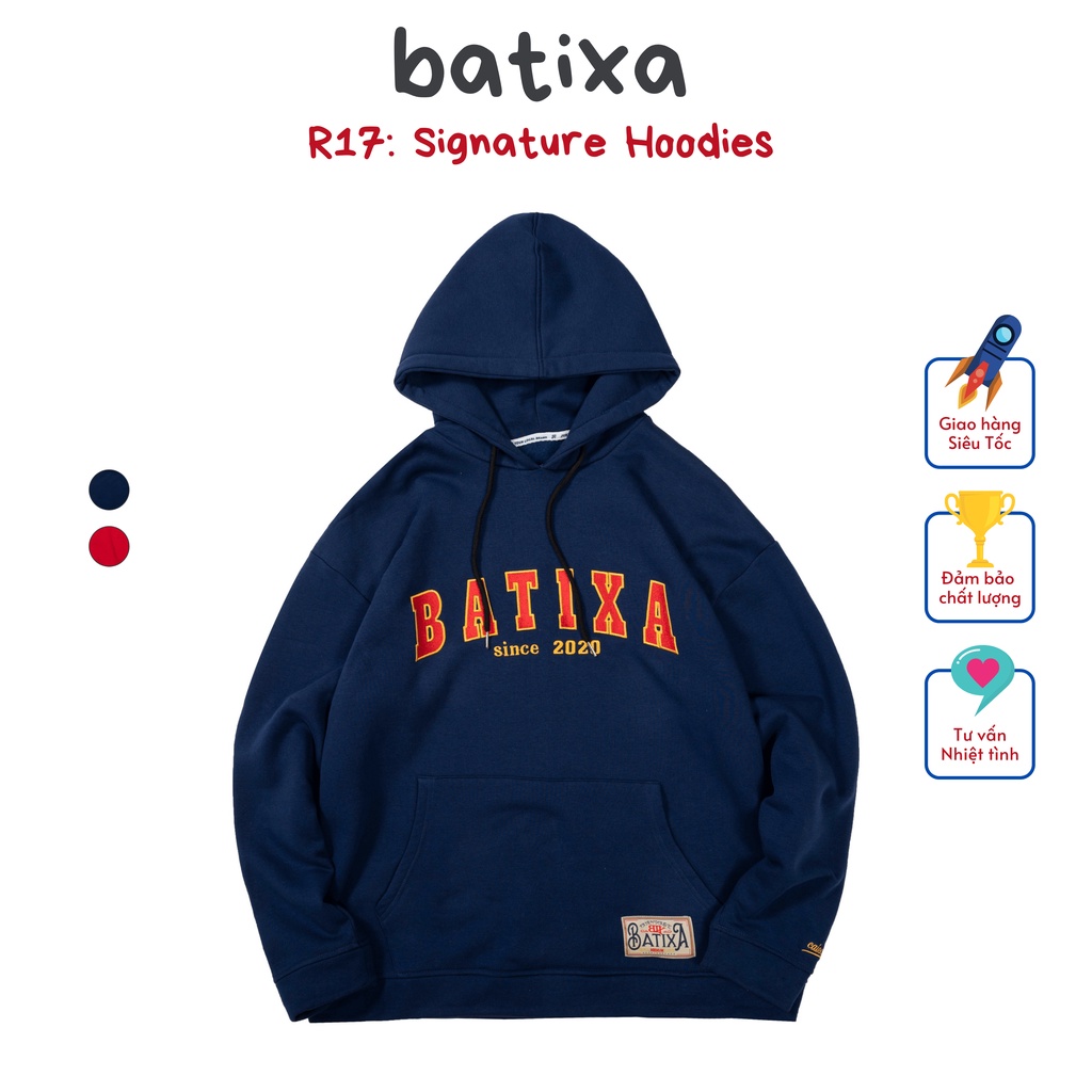 Áo Hoodie Nam Nữ  Nỉ Có Mũ Form Rộng Hai lớp Thêu Chữ In Logo Lớn Cực Chất R17 Thời Trang Unisex Local Brand Chính Hãng