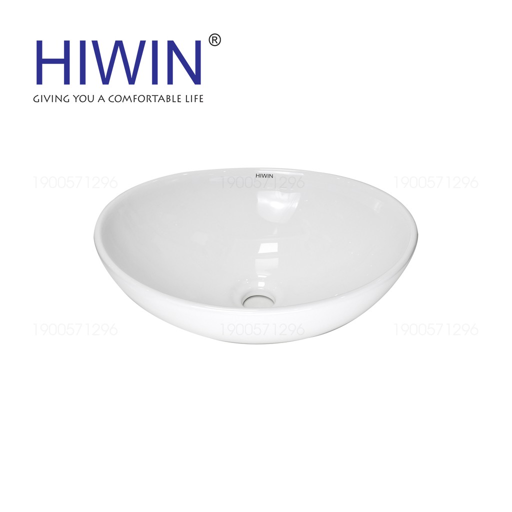 Chậu lavabo rửa mặt trắng sứ dáng elip độc đáo Hiwin LP-8020