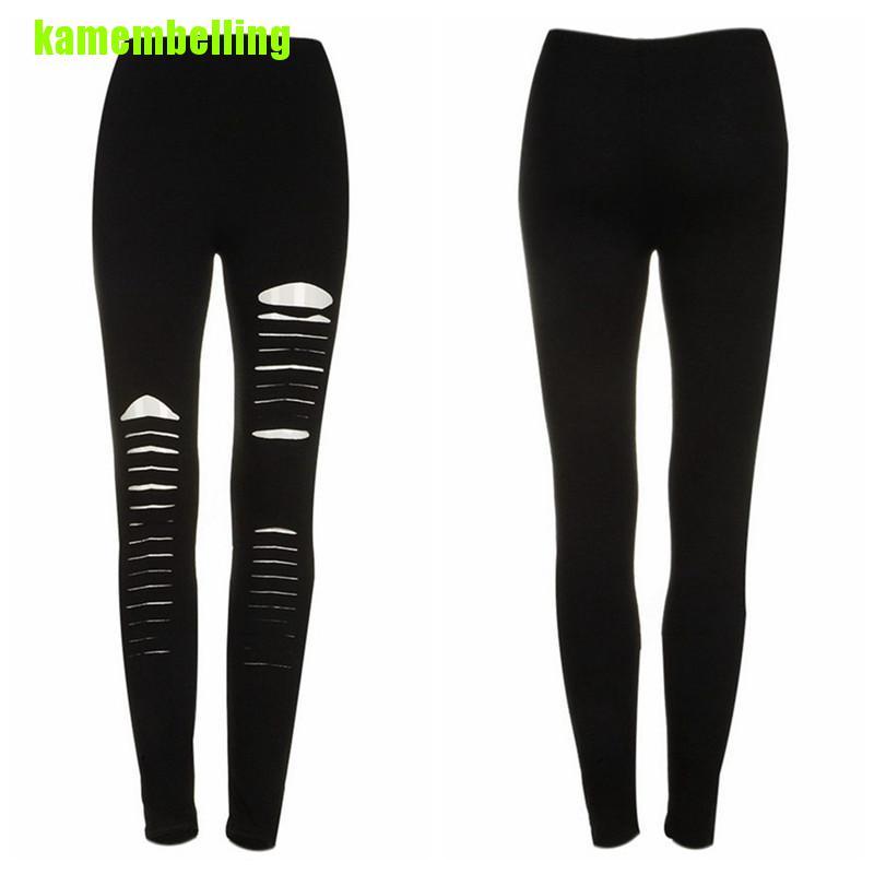 Quần Legging Đen Kẻ Sọc Phong Cách Gothic Quyến Rũ Cho Nữ