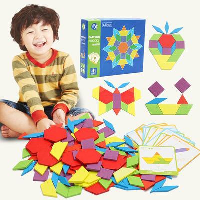 Ghép hình tư duy theo thẻ Pattern block - gỗ