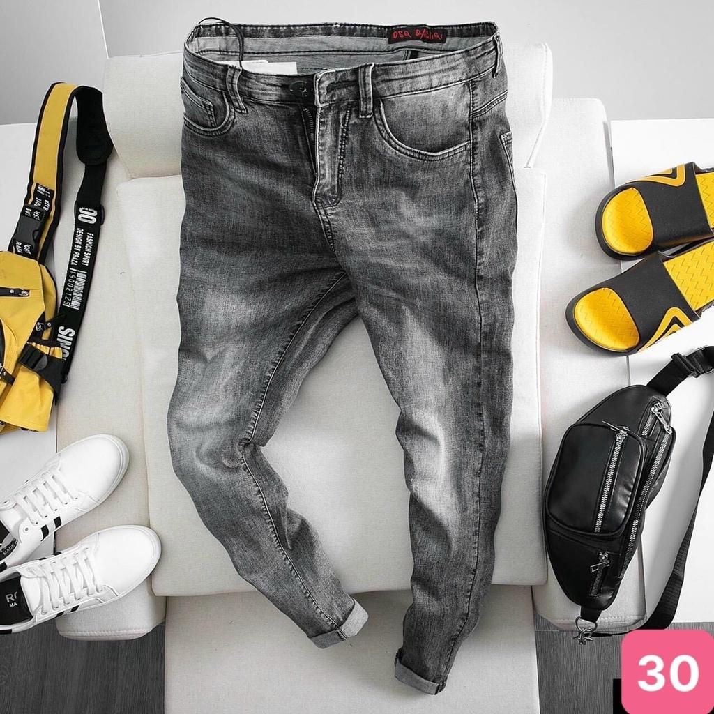 Quần jean nam rách gối màu đen chất bò cao cấp co dãn 4 chiều cực đẹp rin trơn from dáng skinny đẹp YuMy JM50
