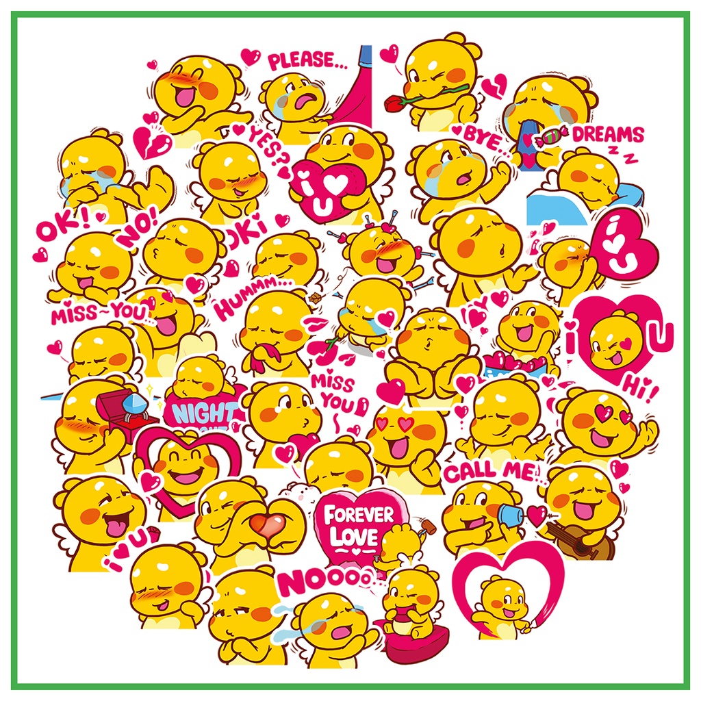 Bộ 40 hình dán Tem rồng con siêu cute,Chủ đề Tình Yêu được cắt sẳn bằng máy chống nước dùng trang trí