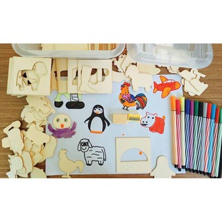 🏵️FREESHIP🏵️ Combo 5 Bộ đồ chơi vẽ gỗ (TẶNG BÚT DẠ)