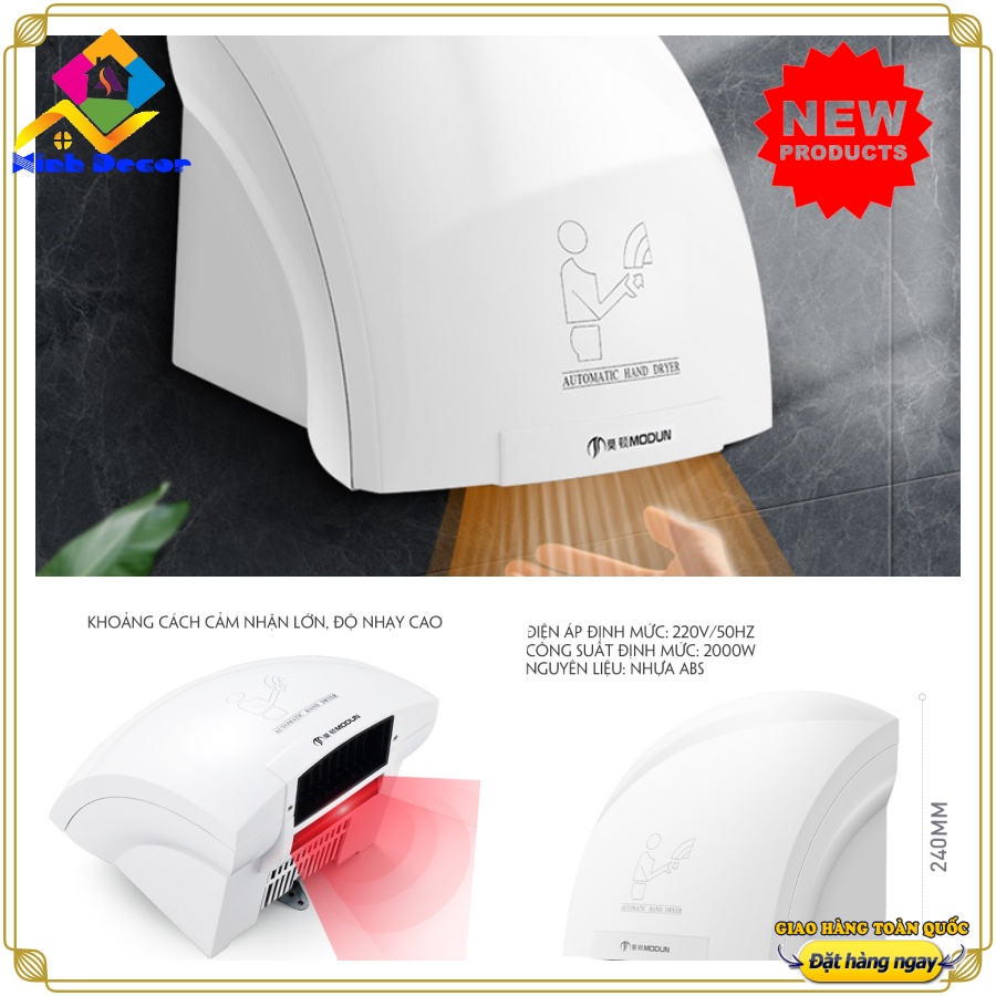 {CAO CẤP} Máy Sấy Tay Cảm Ứng Tự Động, Máy Sấy Tay Khô Nhà Vệ Sinh Treo Tường, Có Cảm Biến Hồng Ngoại .