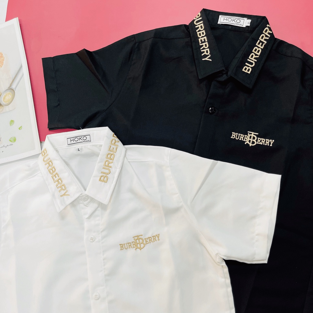 Áo Sơ Mi Nam Tay Ngắn Thêu Chữ Vải Lụa Cao Cấp Mềm Mịn Phong Cách Sang Trọng Lịch Lãm [NEW UNISEX]