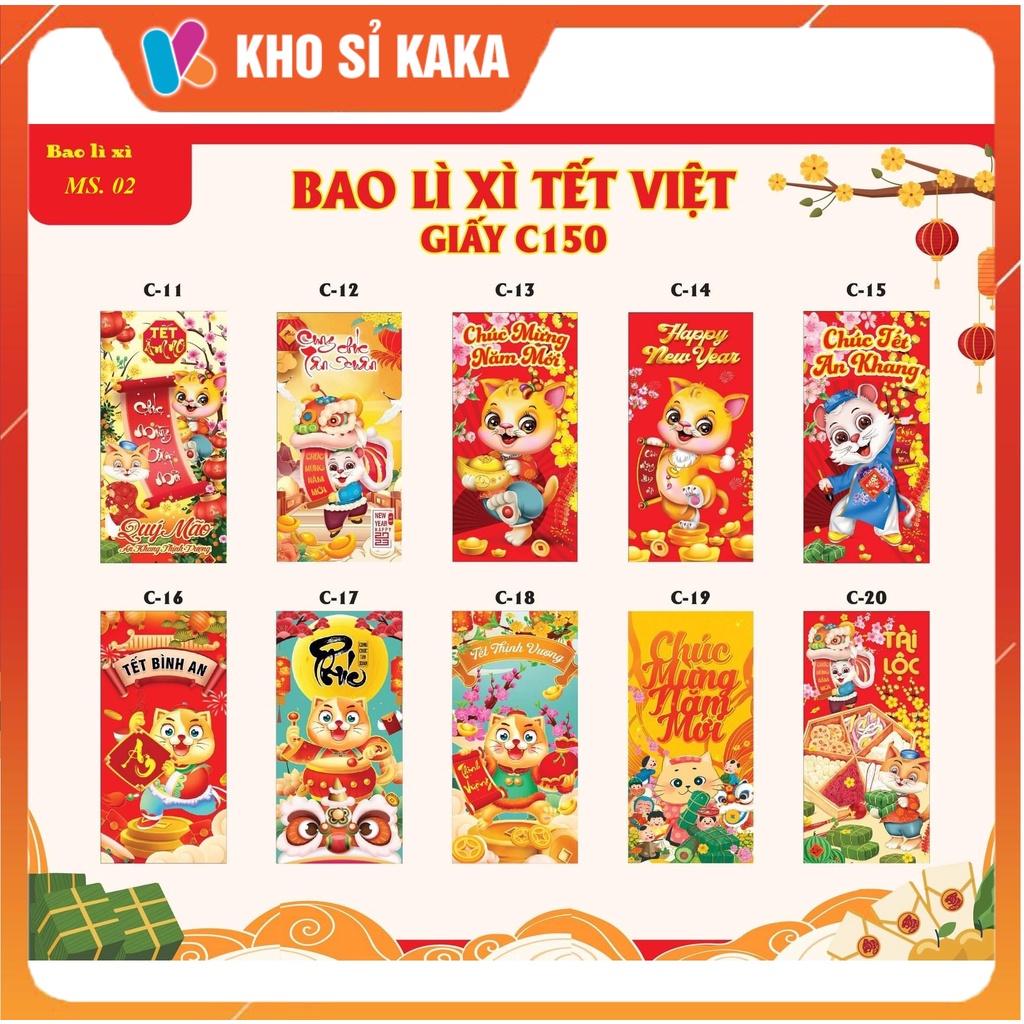 Combo sỉ 500 bao lì xì tết lixi Qúy Mão