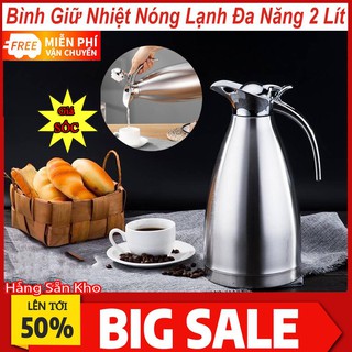 Bình đựng nước nóng - lạnh inox 2 lít giữ nhiệt cực lâu, an toàn cho sức khoẻ