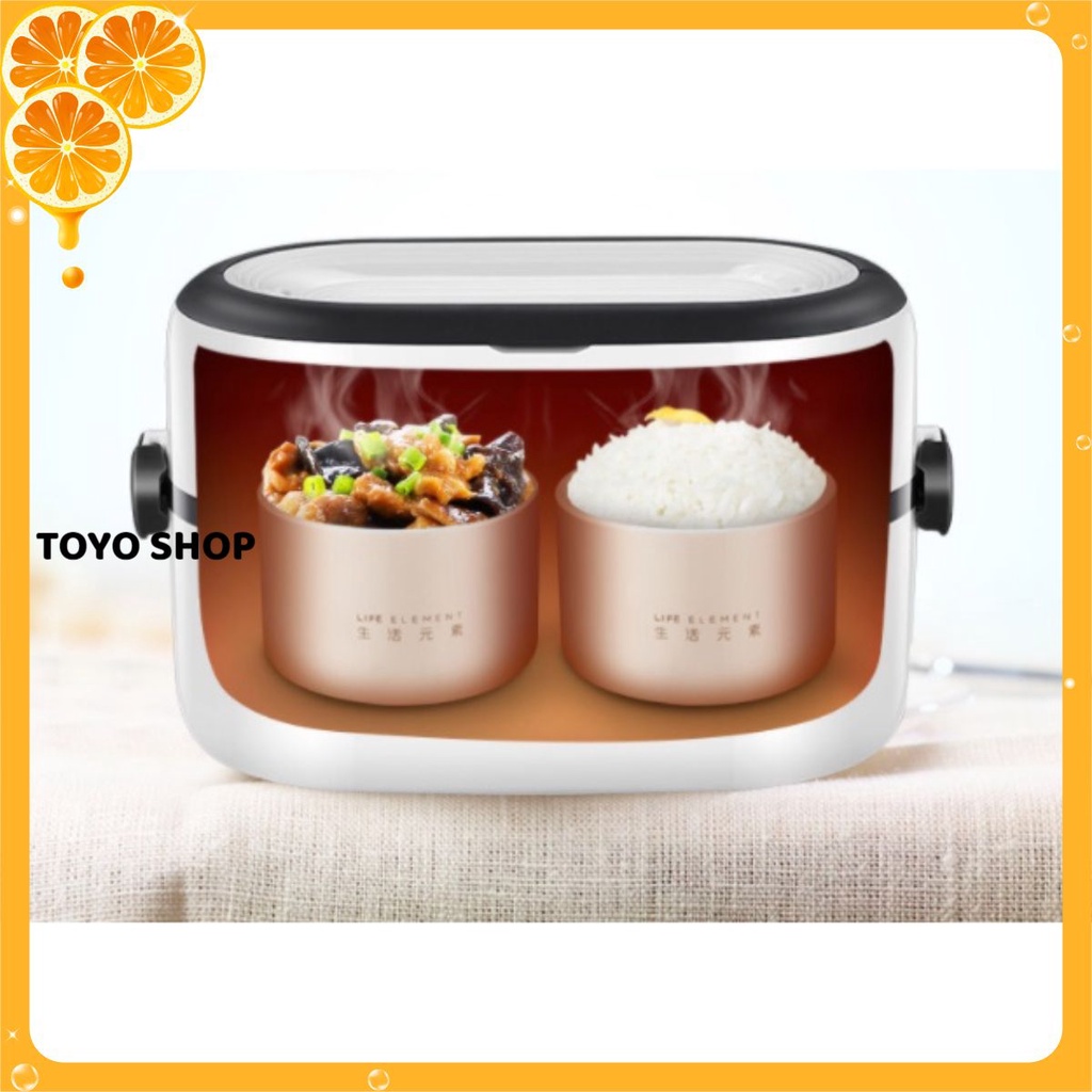 Hộp cơm cắm điện hẹn giờ Life Element F27, 1 tầng 2 bát gốm sứ, nấu chín, hâm nóng và giữ nhiệt, dùng cho văn phòng