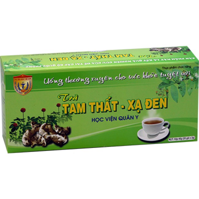 Trà Tam thất xạ đen Học viện Quân Y, giúp tăng cường sức đề kháng, thanh nhiệt, an thầ, chống oxy hóa (20 gói)