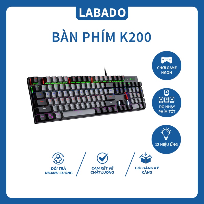 [ SIÊU PHẨM ] Bàn Phím Cơ Led đổi màu Panstan Pk200 Gaming cao cấp -Nhiều chế độ led - BH 12 tháng LABADO PK200