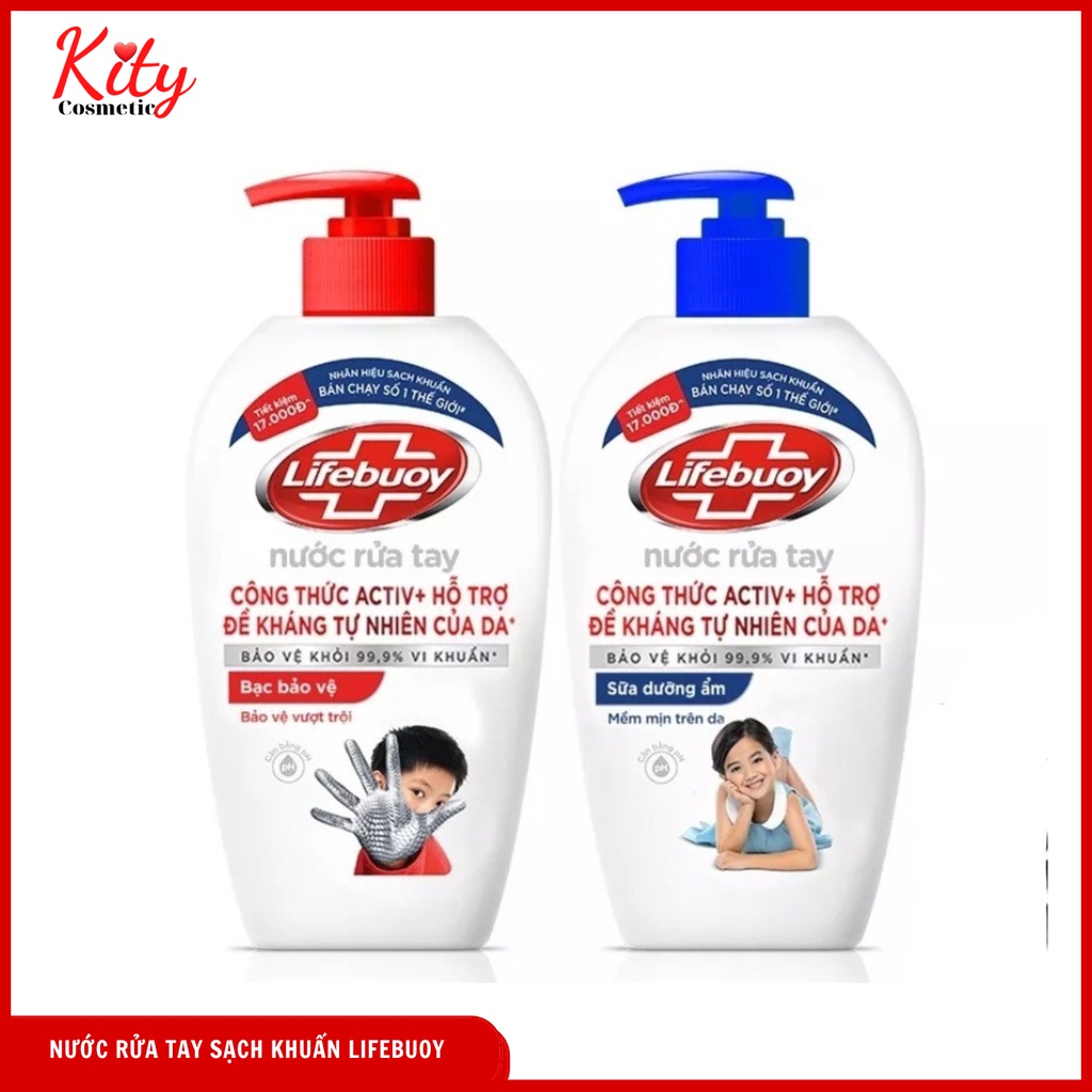 Nước rửa tay Lifebuoy 450g/500g giúp sạch khuẩn và bảo vệ vượt trội khỏi 99.9% vi khuẩn tốt nhất