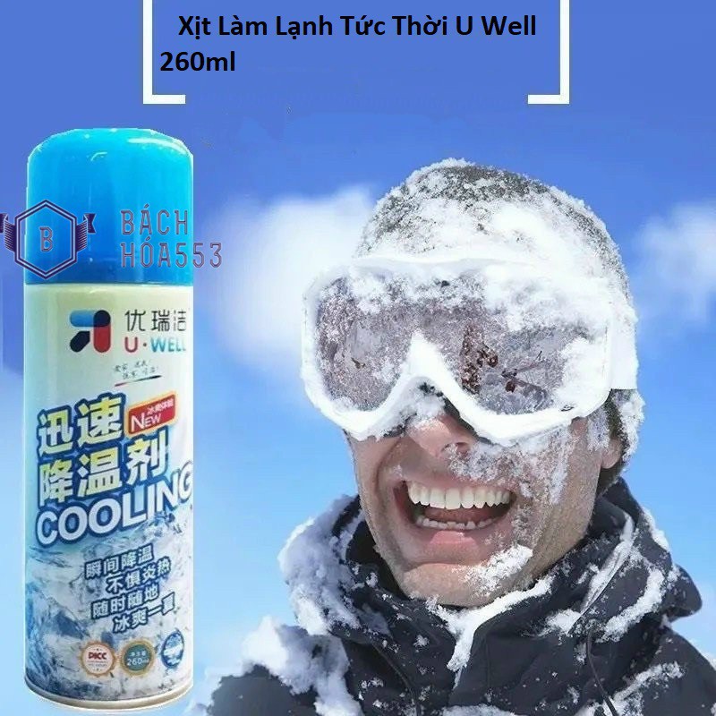 Bình xịt làm lạnh tức thời khử mùi xe Instant Freeze Cool U Well 260ml - Làm lạnh nhanh, khử mùi hiệu quả