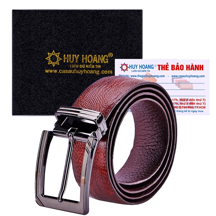 Thắt lưng nam da đà điểu trơn đầu kim 3,5P màu đen, nâu đất, nâu đỏ, vàng bò HP4413-14-15-16