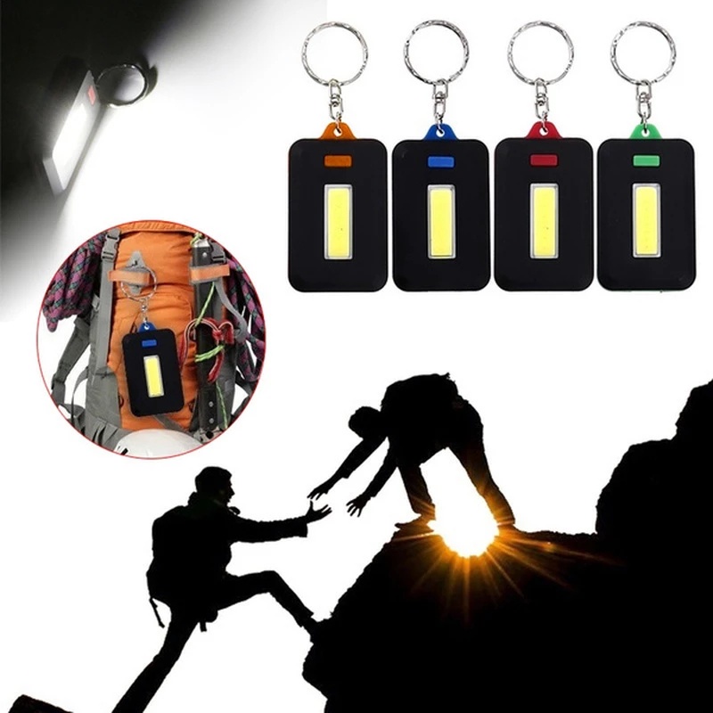 Đèn Pin LED COB Mini Ánh Sáng Trắng Có Móc Khóa 3 Chế Độ Sáng Màu Sắc Ngẫu Nhiên Tiện Dụng Cho Hoạt Động Ngoài Trời