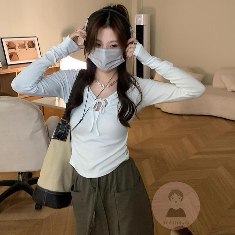 Áo Thun Dài Tay Màu Sắc Đơn Giản Thời Trang Cho Nữ