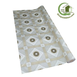 Thảm simili lót trải sàn hoa cúc màu kem - thảm nhựa pvc trải sàn- 1m² - khổ 1m