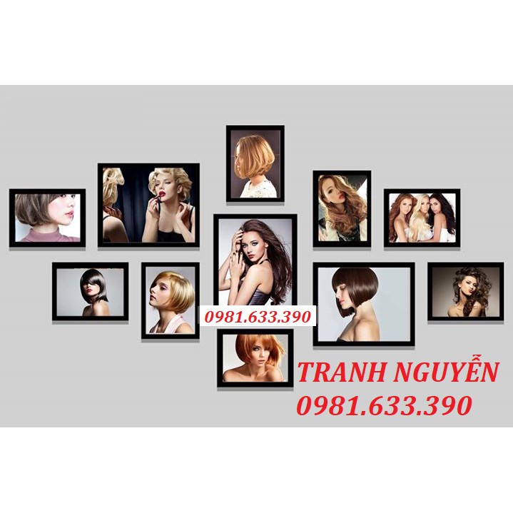 Bộ 11 Tranh quán Hair, Nail, Spa, Phun xăm tặng kèm băng dán chuyên dụng