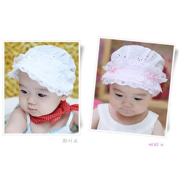 Mũ vải cotton nhún bèo cho bé gái từ 0-6 tháng nhiều họa tiết