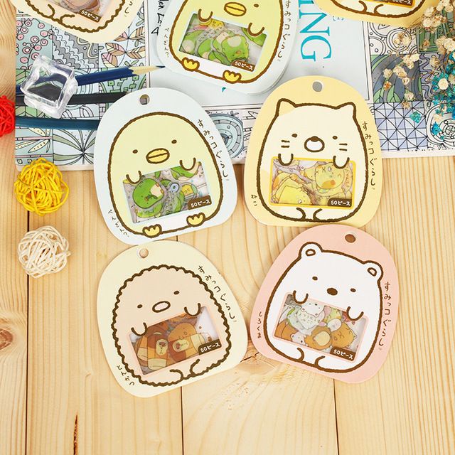 Bộ 50 miếng sticker Kawaii mẫu động vật siêu đáng yêu Trang trí sổ tay bullet journal chống nước Gocnhocuaco