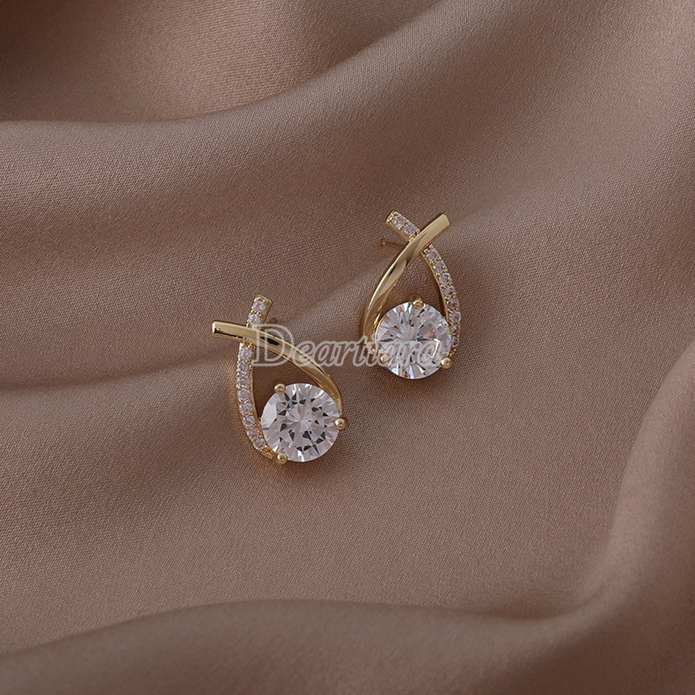 Khuyên tai đính đá zircon thời trang sang trọng cho nữ